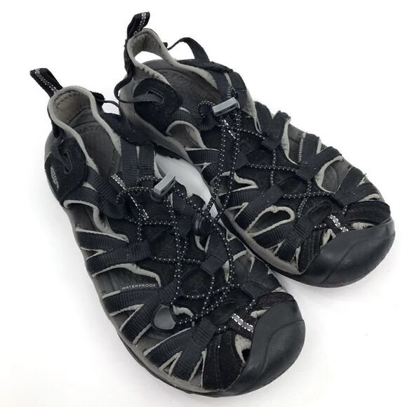 Keen Whisper Black Gray Waterproof Anti Odor Anatomic Footbed Performance Sandal - Picture 2 of 12